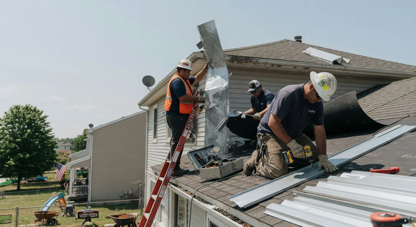 Storm Damage Metal Roof Repair in West Burlington, NY